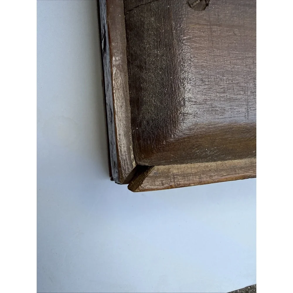 Handmade Wood Folding Sewing Box (Friendship, Love, Truth) Carving Brass